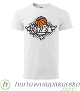 Koszulka tenis ziemny  z motywem piłki na grafice , napis Basketball